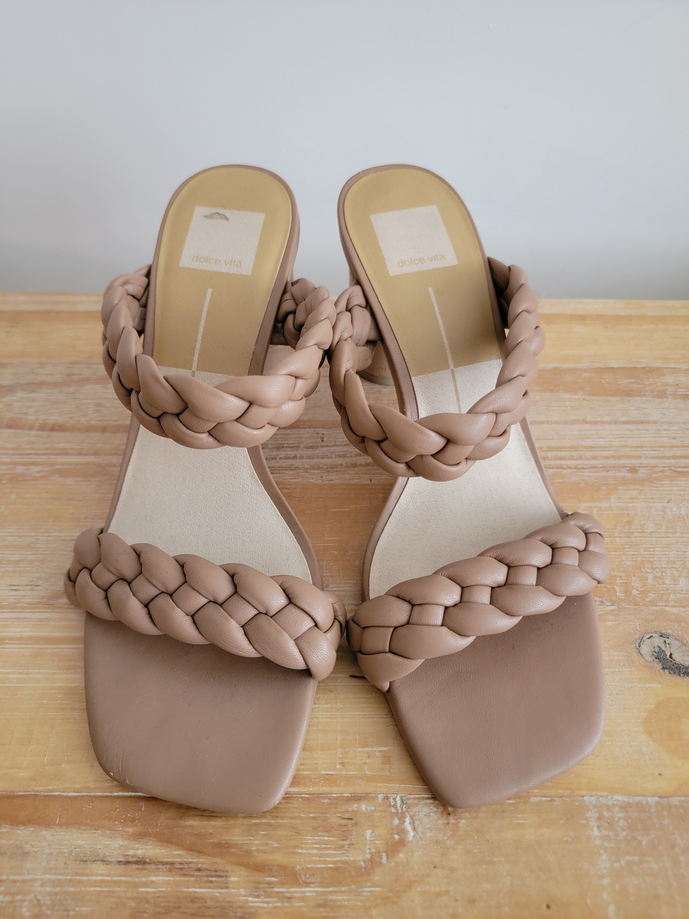 Dolce Vita Braided Double-Strap Slide Sandals in Taupe Size 9.5